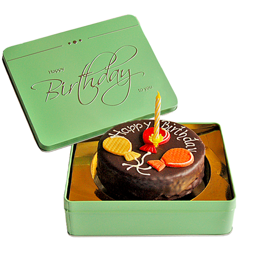 Sacher cake Happy Birthday Dessert Sacher Cake „Happy Birthday“ with candle