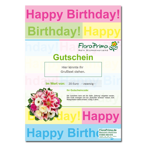 Digitaler Blumengutschein „Happy Birthday“ Digitaler Blumengutschein „Happy Birthday“