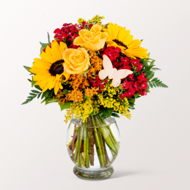 Flower Bouquet Mamas Lächeln with vase & 3 Ferrero Giotto