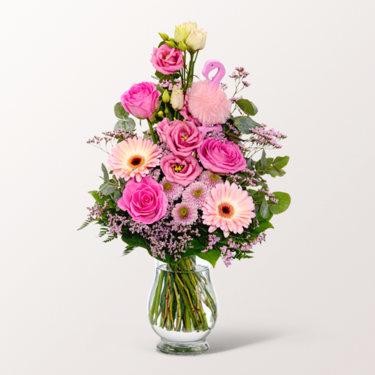 Blumenstrauß Rosa Himmel mit Vase & Ferrero Giotto 3er