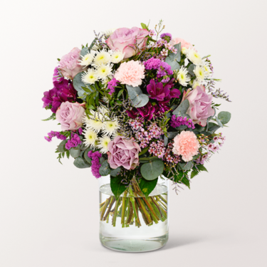 Premiumstrauß Traumhaft mit Premiumvase & Ferrero Giotto 3er