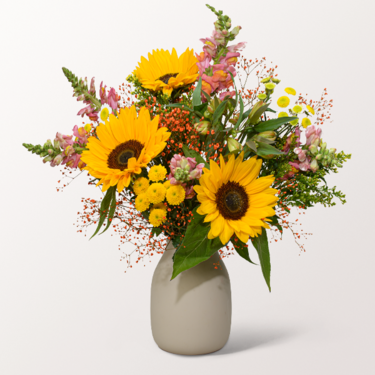 Flower Bouquet Sonnenstrahl with vase & 3 Ferrero Giotto