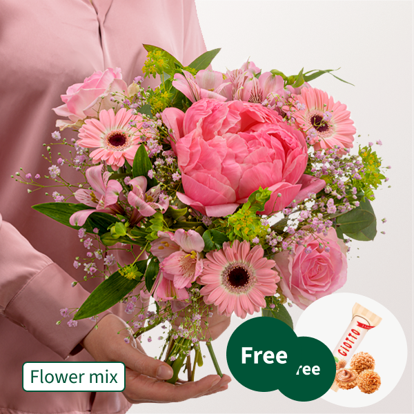 Flower Mix Zarter Gruß with 3 Ferrero Giotto