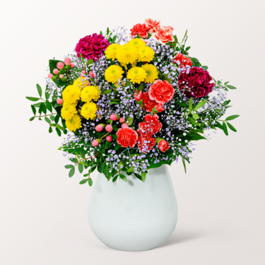 Blumenstrauß Blütenfreude mit Vase & Ferrero Giotto 3er