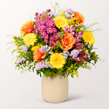 Blumenstrauß Blütenkuss mit Vase & Ferrero Giotto 3er