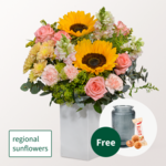 Premium Bouquet Prachtvoll with Premium Vase & 3 Ferrero Giotto