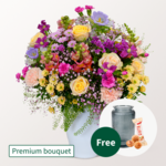 Premium Bouquet Märchengarten with Premium Vase & 3 Ferrero Giotto