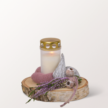 Sympathy Arrangement with Cream Coloured Grave Light Sympathy Arrangement with Cream Coloured Grave Light