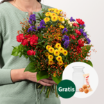 Blumenstrauß Blütenwiese mit Vase & Ferrero Giotto 3er