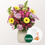 Blumenstrauß Sommerfreude mit Vase & Ferrero Giotto 3er