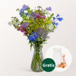 Blumenstrauß Sommerglück mit Vase & Ferrero Giotto 3er