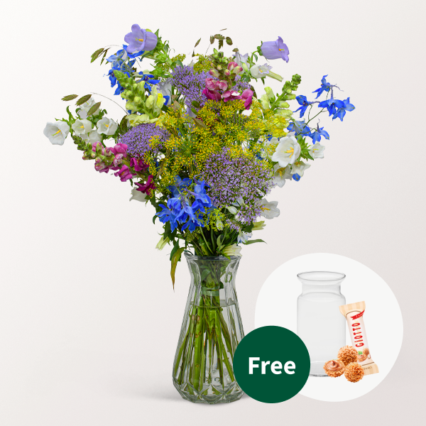 Flower Bouquet Sommerglück with vase & 3 Ferrero Giotto