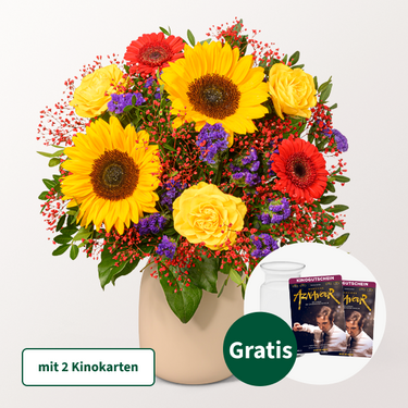 Blumenstrauß Sommerlichter mit 2 Kinokarten & Vase