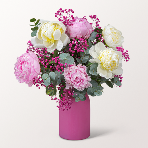 Pfingstrosen-Strauß Rosenflair mit Vase & Ferrero Giotto 3er
